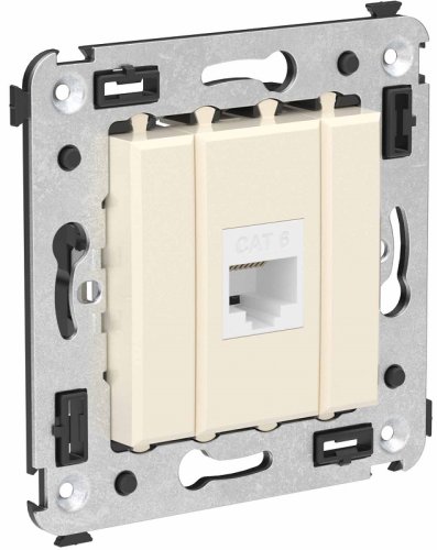 Розетка компьютерная без рамки DKC Avanti 1-м. RJ45 6е ванильная дымка картинка